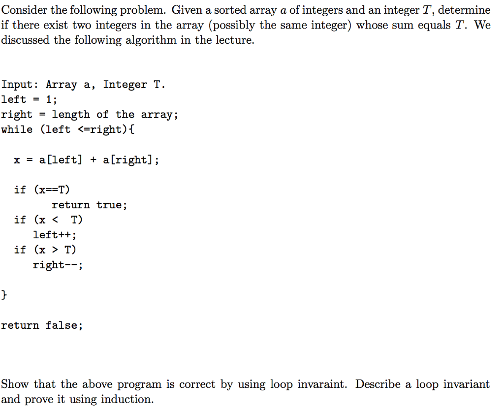 Solved Consider The Following Problem Given A Sorted Array Chegg