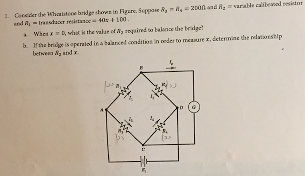 Solved Consider The Wheatstone Bridge Shown In Figure Su Chegg