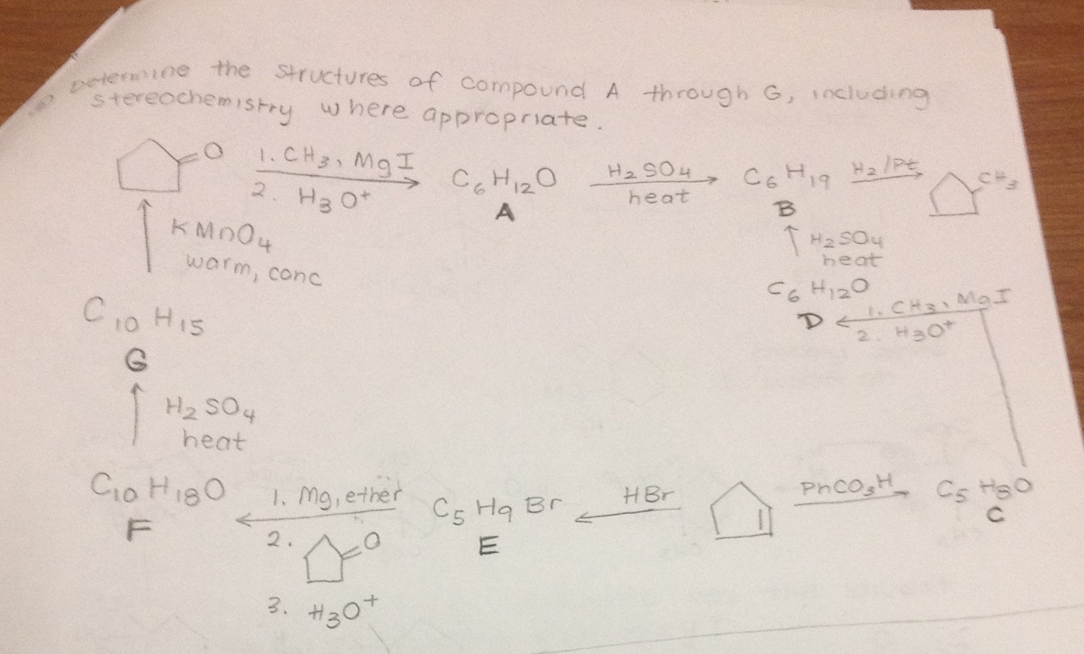 Solved Determine The Structures Of Compound A Through G Chegg