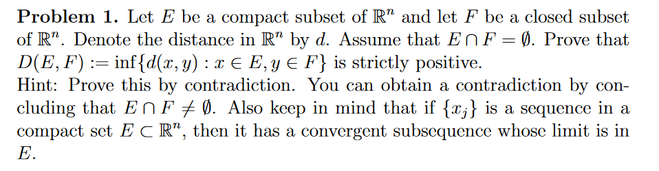 Solved Let E Be A Compact Subset Of R N And Let F Be A Chegg