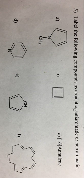 Solved Label The Following Compounds As Aromatic Chegg