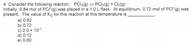 Solved Consider The Following Reaction PCl 5 G Chegg