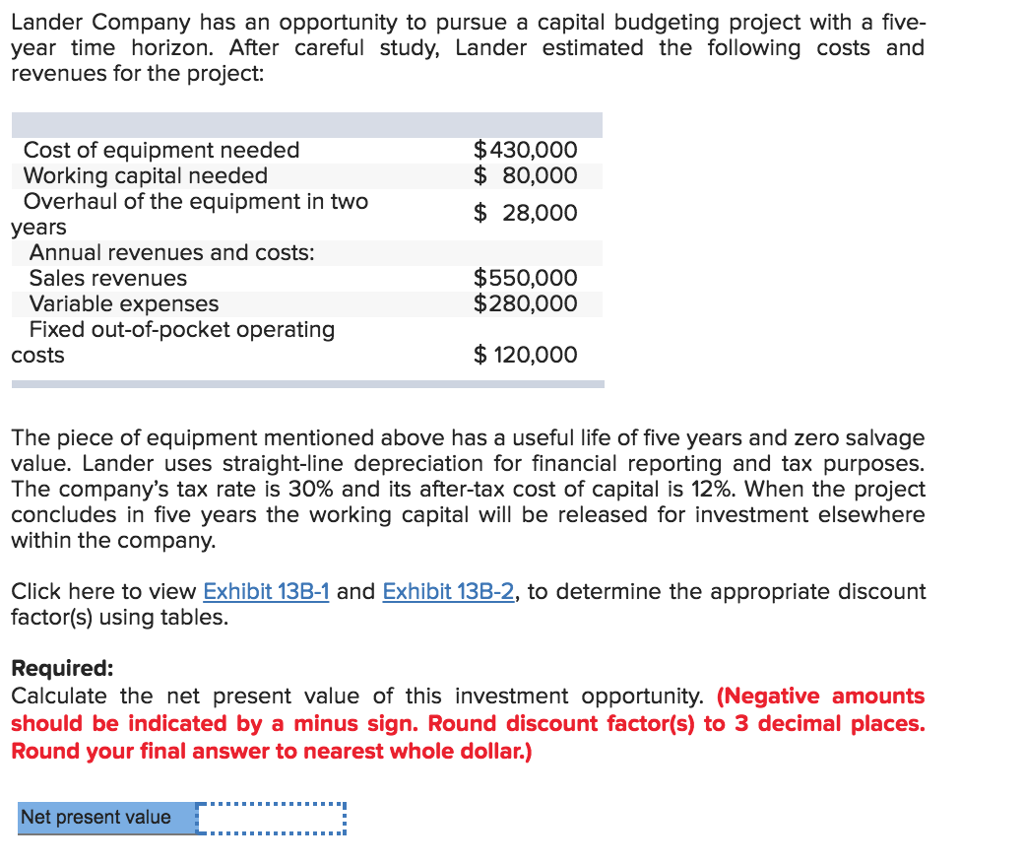 Solved Lander Company Has An Opportunity To Pursue A Capital Chegg