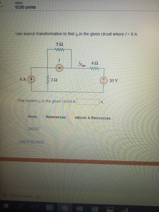 Solved Use Source Transformation To Find I O In The Given Chegg