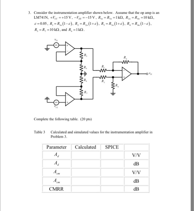 Solved Consider The Instrumentation Amplifier Shown Chegg