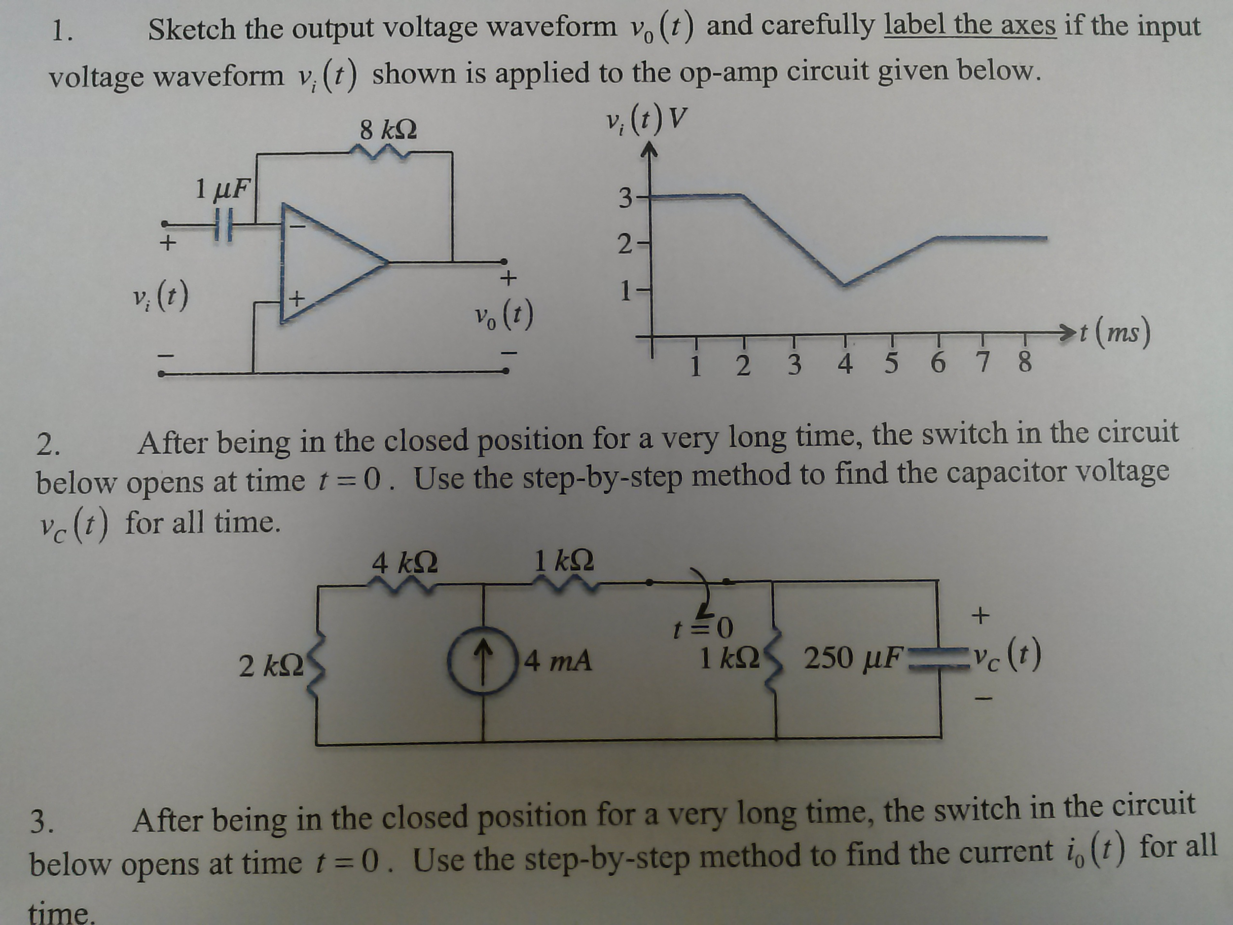 Solved Sketch The Output Voltage Waveform Nu0 T And Chegg