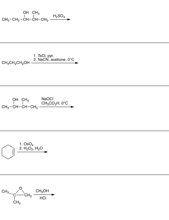 Solved OH CH3 H2SO4 CH3 CH2 CH CH CH3 1 TsCl Pyr 2 NaCN Chegg