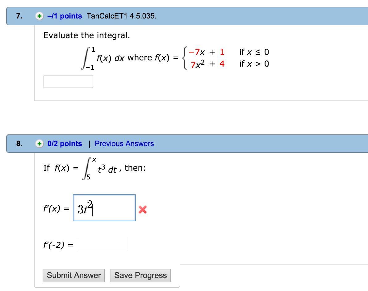 Solved Evaluate The Integral Integral F X Dx Where Chegg