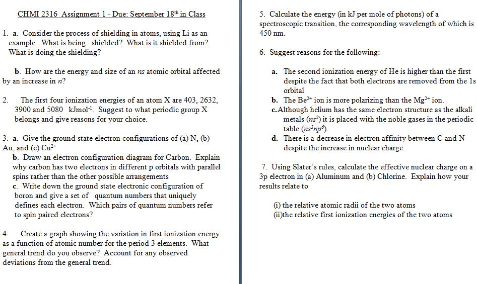 Consider The Process Of Shielding In Atoms, Using