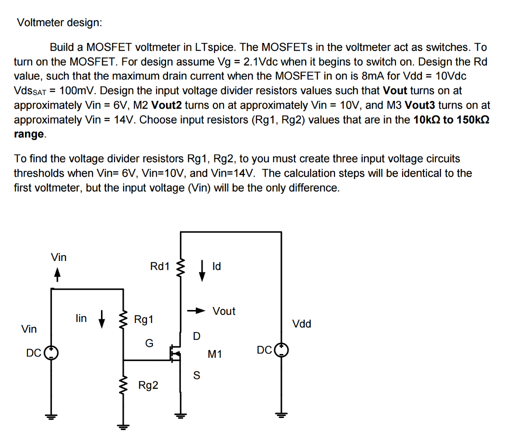 Solved Build A Mosfet Voltmeter In Lt Spice The Mosfets In Chegg