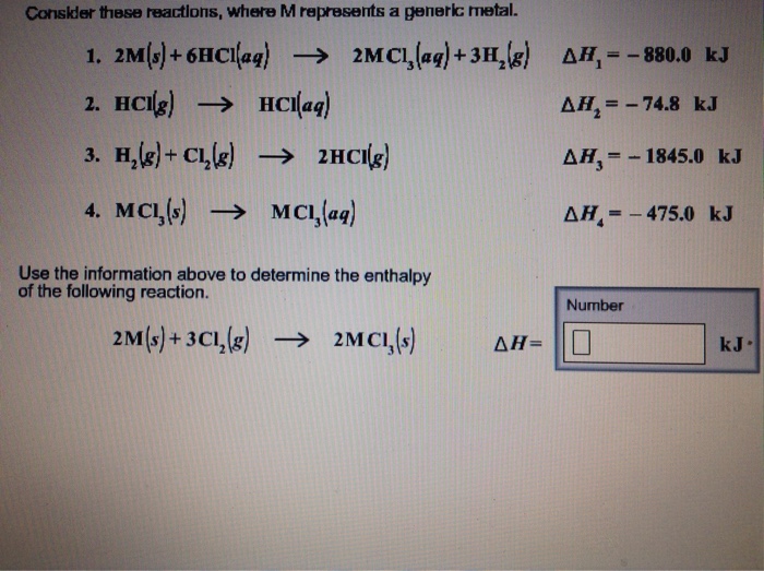 Solved Consider These Reactions Where M Represents A Chegg