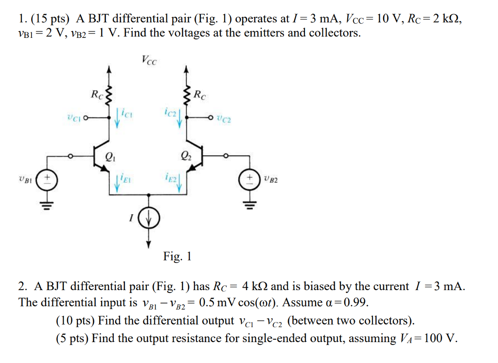 Bjt Differential Amplifier Pair Webmail