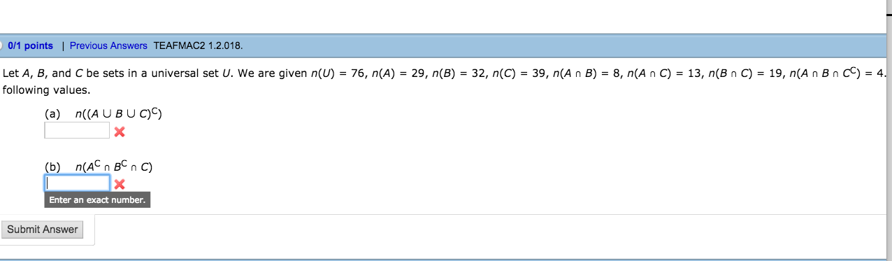 Solved Let A B And C Be Sets In A Universal Set U We Are Chegg