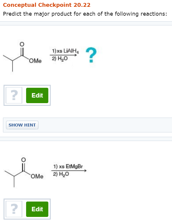 Solved Conceptual Checkpoint 20 22 Predict The Major Product Chegg