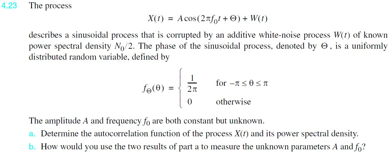 The Process X T A Cos Pi F T Theta W T Chegg