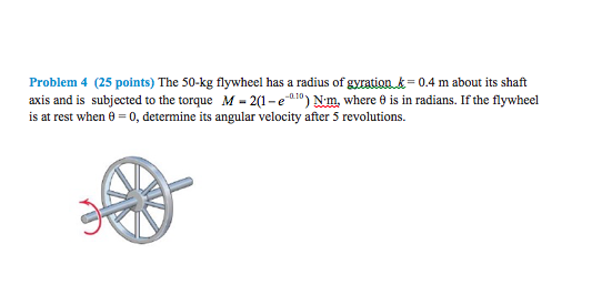 Solved The 50 Kg Flywheel Has A Radius Of Gyration K 0 Chegg