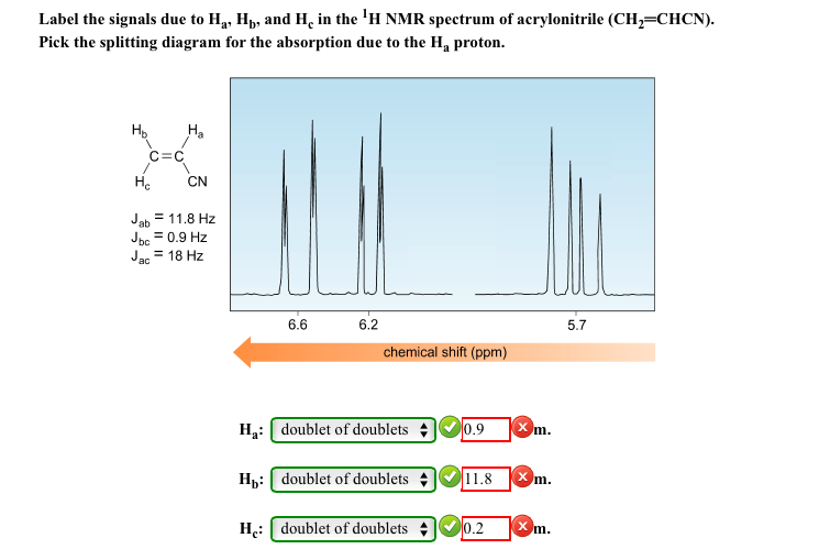 Solved Label The Signals Due To H A H B And H C In The 1 H Chegg