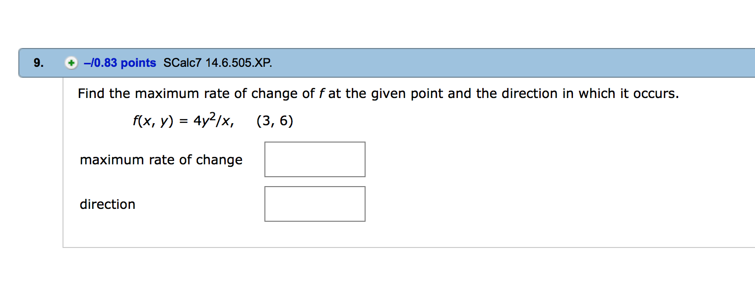 Solved Find The Maximum Rate Of Change Of F At The Given Chegg