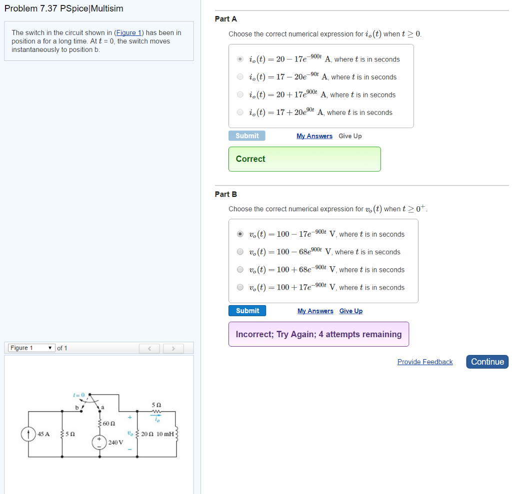 Solved The Switch In The Circuit Shown In Figure 1 Has Chegg