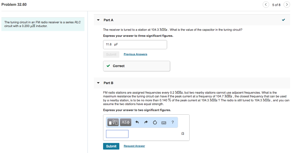 Solved The Tuning Circuit In An Fm Radio Receiver Is A Chegg