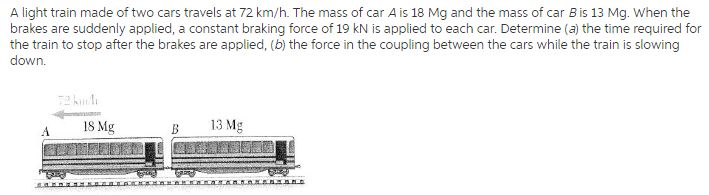 Solved A Light Train Made Of Two Cars Travels At 72 Km H Chegg