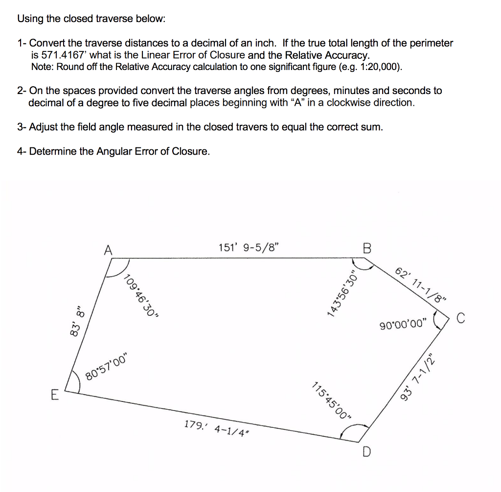 Solved Using The Closed Traverse Below Convert The Chegg