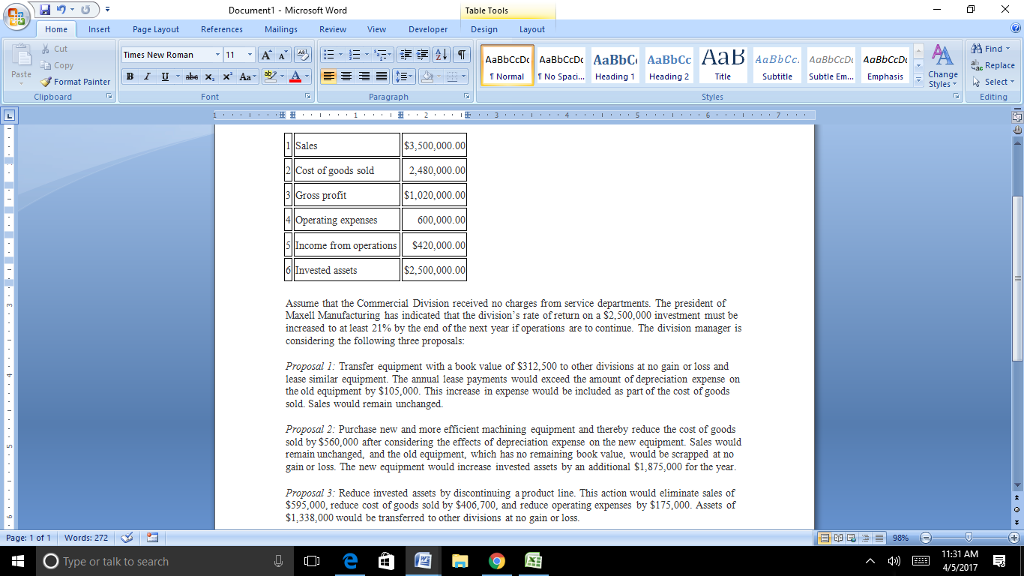 Solved Document 1 Microsoft Word Ble Tool Insert Page Layout Chegg