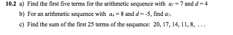 Solved Find The First Five Terms For The Arithmetic Sequence Chegg