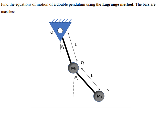 Solved Find The Equations Of Motion Of A Double Pendulum Chegg