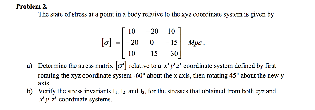 Solved Problem The State Of Stress At A Point In A Body Chegg