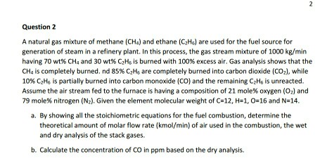 Solved Question A Natural Gas Mixture Of Methane Cha And Chegg