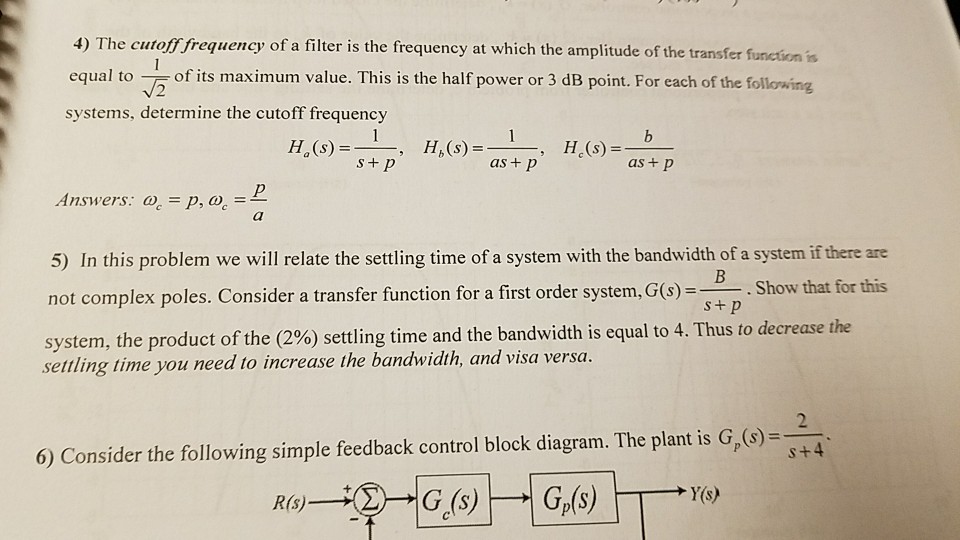 Solved The Cutoff Frequency Of A Filter Is The Frequency At Chegg