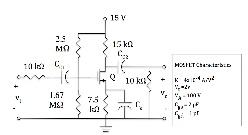 Solved A Common Source Amplifier Is Shown At The Top Of Chegg