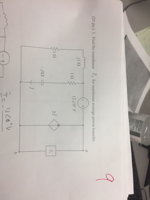 Solved Find The Impedance Z L For Maximum Average Power Chegg