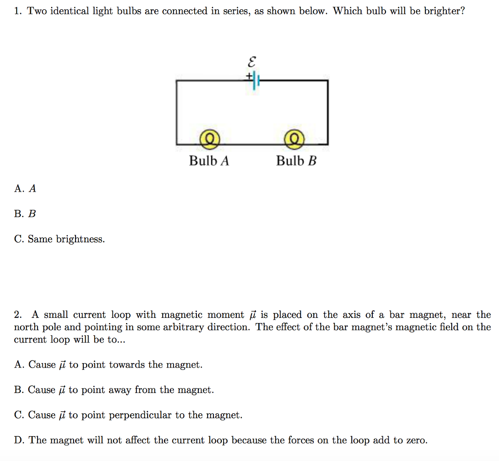 Solved Two Identical Light Bulbs Are Connected In Series As Chegg