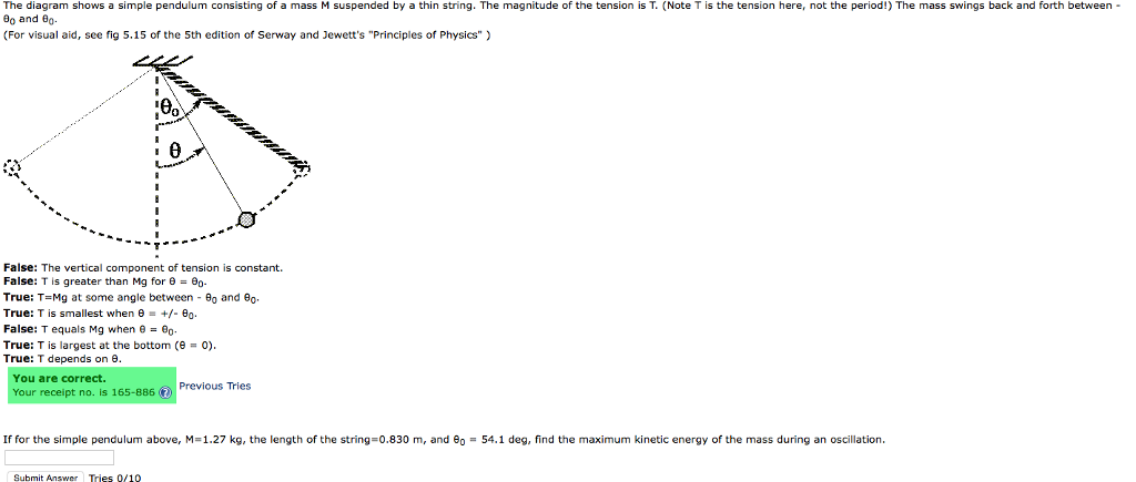 Solved The Diagram Shows A Simple Pendulum Consisting Of A Chegg