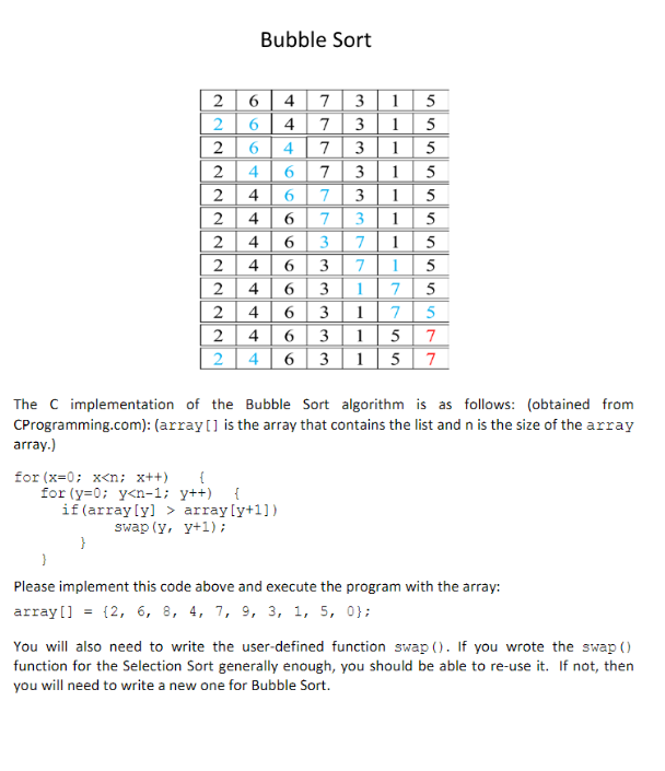 Solved Bubble Sort Chegg