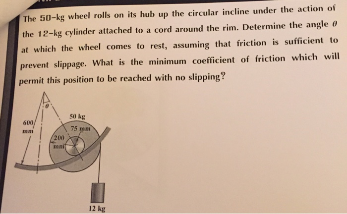 Solved The Kg Wheel Rolls On Its Hub Up The Circular Chegg