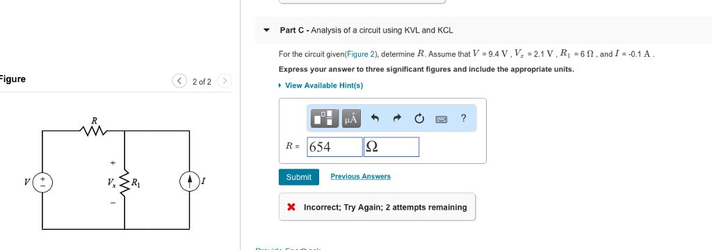 Solved Part C Analysis Of A Circuit Using KVL And KCL For Chegg