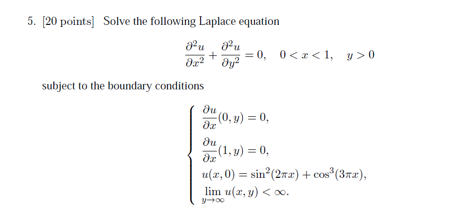 Solved Solve The Following Laplace Equation Subject To The Chegg