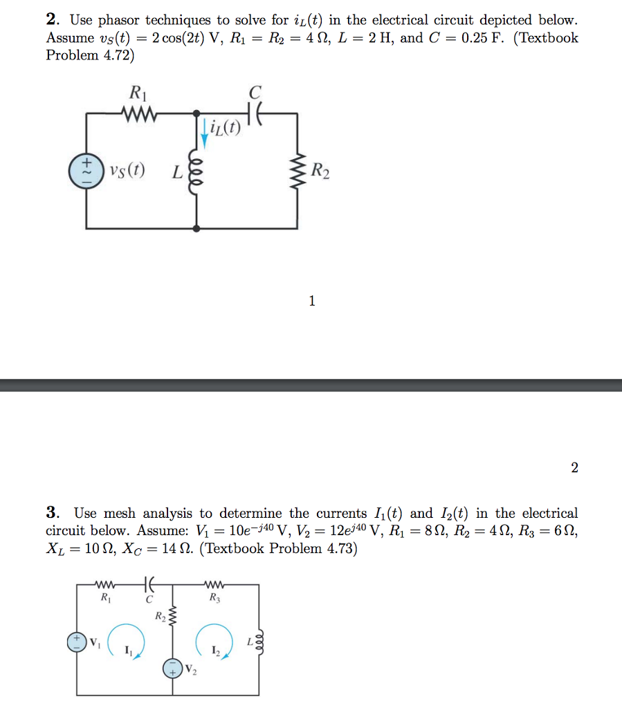 Solved Use Phasor Techniques To Solve For I T In The Chegg