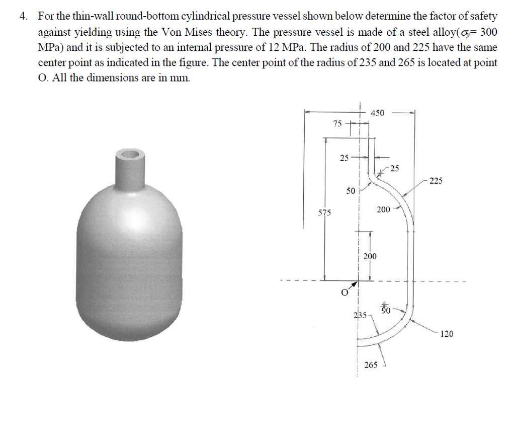 Solved For The Thin Wall Round Bottom Cylindrical Pressure Chegg