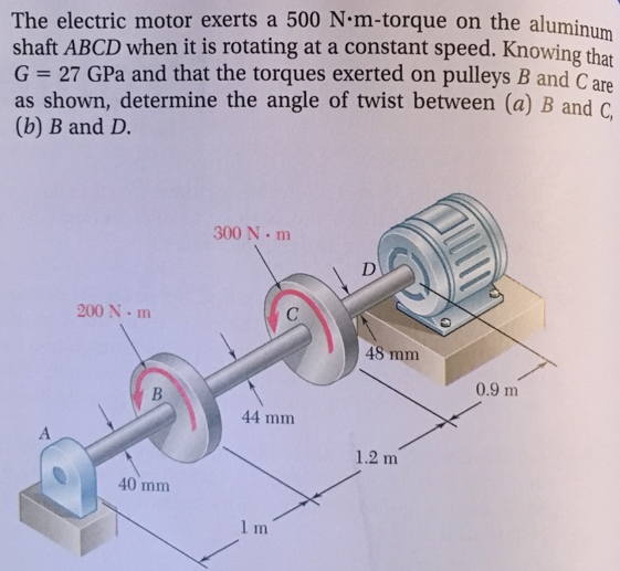 Solved The Electric Motor Exerts A 500 N M Torque On The Chegg