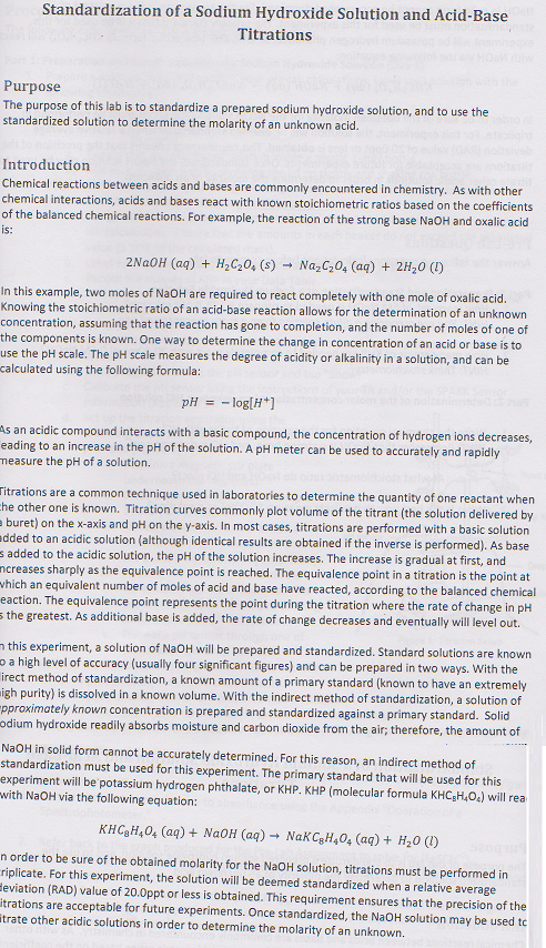 Solved Standardization Of A Sodium Hydroxide Solution And Chegg 52920