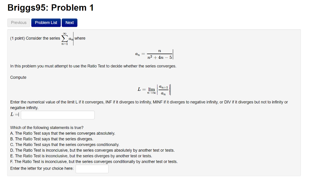 Solved Consider The Series Sigma N 1 Infinity A N Where Chegg