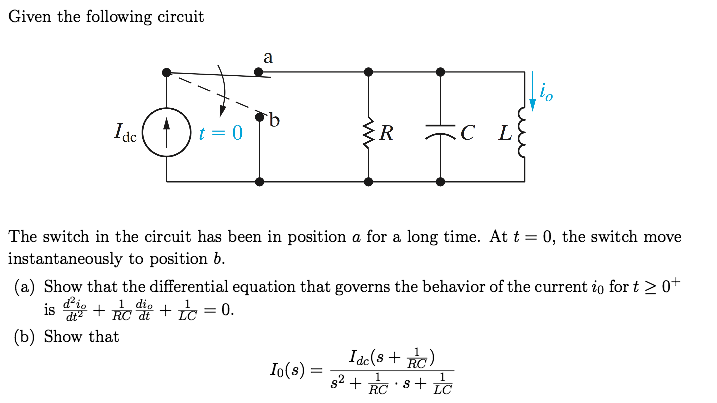 Solved Given The Following Circuit The Switch In The Chegg