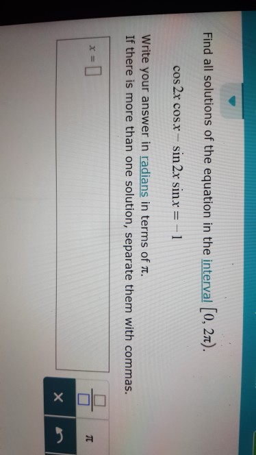 Solved Find All Solutions Of The Equation In The Interval Chegg