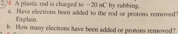 Solved A Plastic Rod Is Charged To Nc By Rubbing Have Chegg