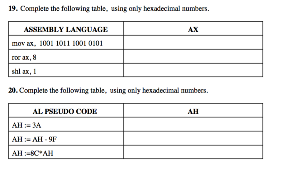 Solved 19 Complete The Following Table Using Chegg