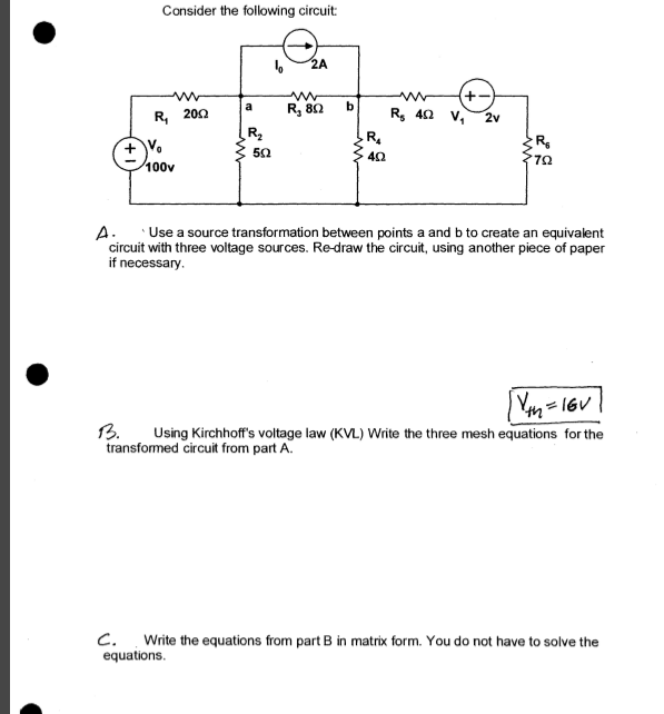 Solved Consider The Following Circuit Use A Source Chegg